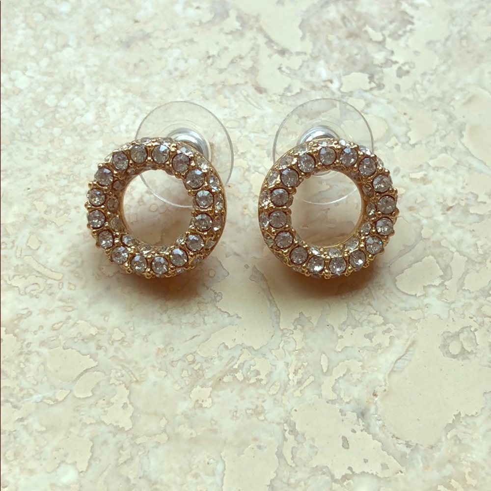 Kate space gold pavé circle studs